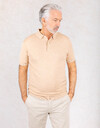 gebreide polo katoenmix met zijde zand