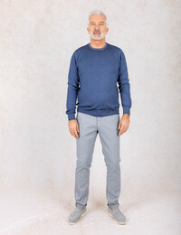 Fijngebreide Trui in 100% Merinowol Blauw