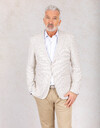 Regular fit blazer in katoenmix met linnen in beige/ecru