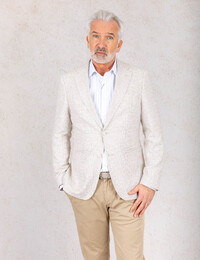 Regular fit blazer in katoenmix met linnen in beige/ecru