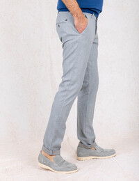 Torino chino met subtiele visgraatstructuur modern fit lichtgrijs