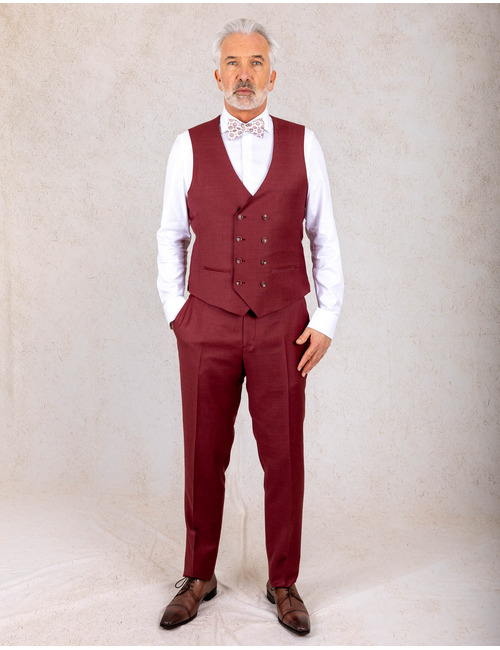 Modern fit kostuum in Super 130 wol bordeaux