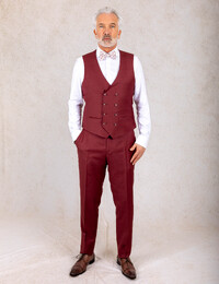 Modern fit kostuum in Super 130 wol bordeaux