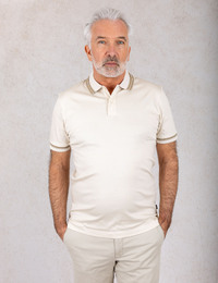 Phillipson 202 mercerised katoenen polo met contrastboord wit