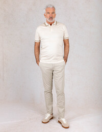 Phillipson 202 mercerised katoenen polo met contrastboord wit