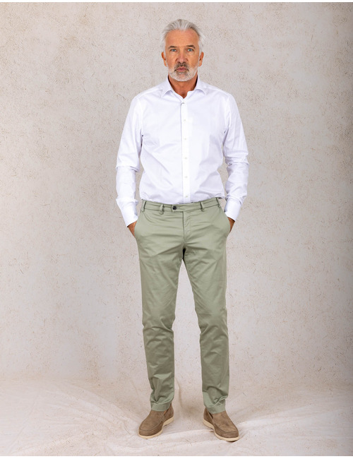 Slim fit twill hemd in tweevoudig katoen wit