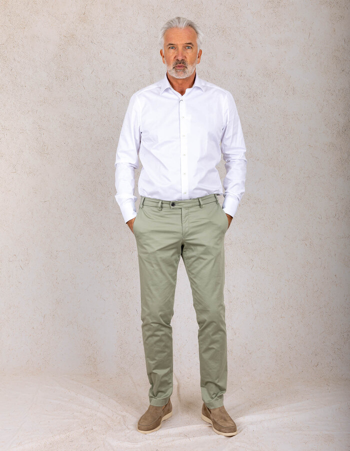 Slim fit twill hemd in tweevoudig katoen wit