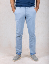 Torino chino met birdseye structuur modern fit lichtblauw