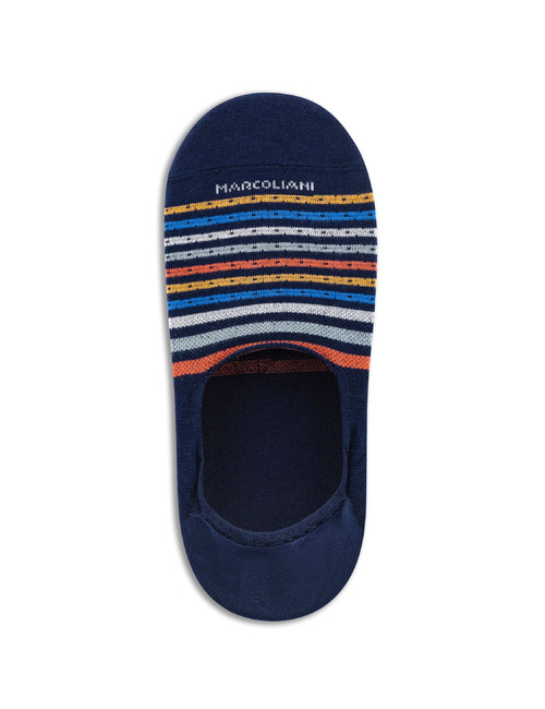 Onzichtbare sok met multicolor horizontale strepen navy