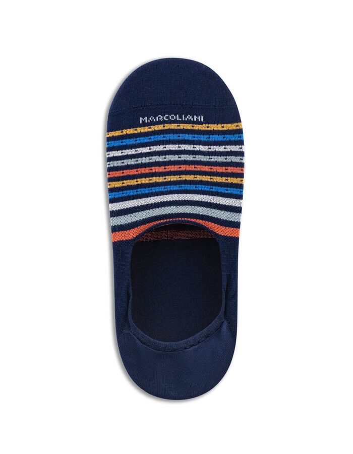 Onzichtbare sok met multicolor horizontale strepen navy
