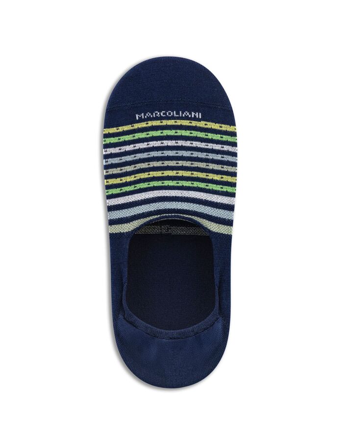 Onzichtbare sok met groenblauwe horizontale strepen navy