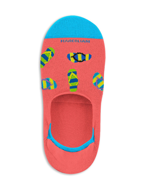 Onzichtbare sok met kleurrijke slippers print koraal
