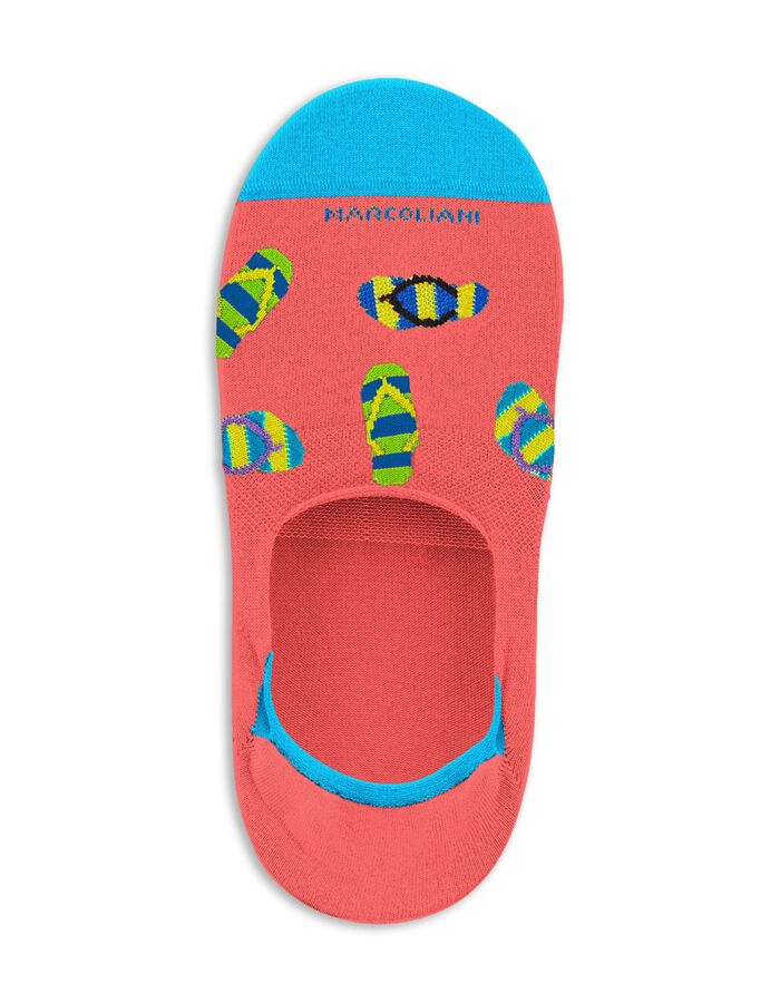 Onzichtbare sok met kleurrijke slippers print koraal