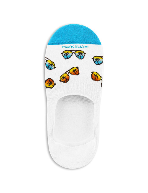 Onzichtbare sok met zonnebrillen print wit