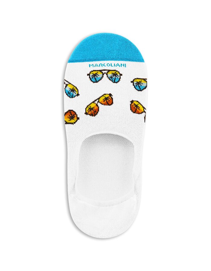 Onzichtbare sok met zonnebrillen print wit