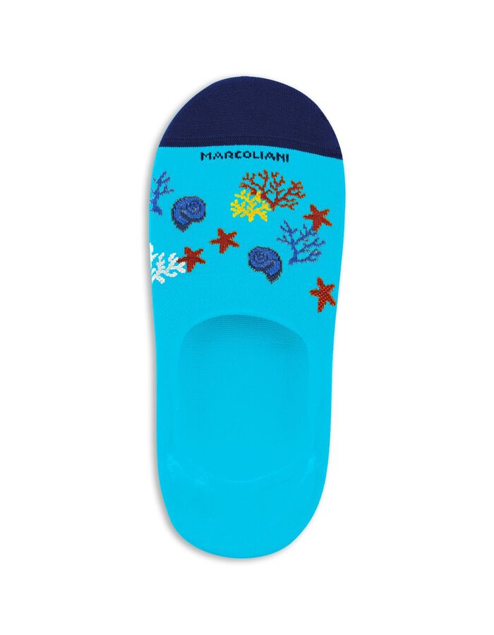 Onzichtbare sok met zeedieren print turquoise