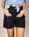 Maya - Navy short met rafelzoom
