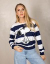 Blauwe gestreepte pull met Snoopy print