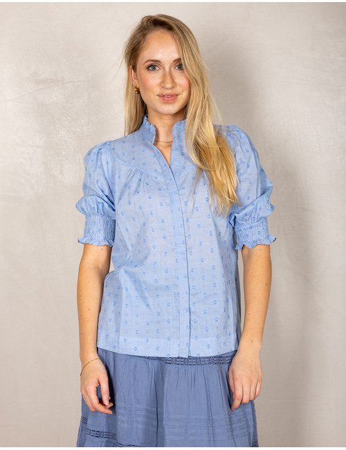 Neo Noir lange mouw bloes blauw