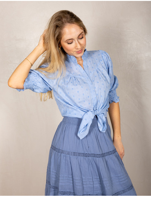 Neo Noir lange mouw bloes blauw