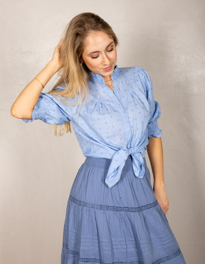 Neo Noir lange mouw bloes blauw