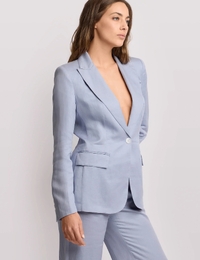 Getailleerde blazer met V-hals in katoenmix