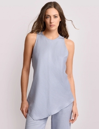 DUNISIA - Top met diagonale zoom in lyocell en linnen