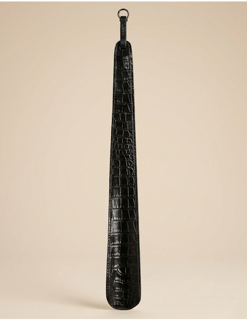 Pasotti Schoenlepel in Leder met Krokoprint Zwart