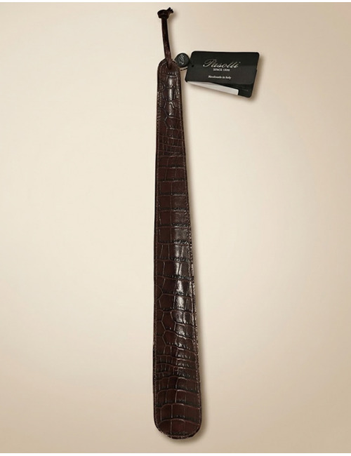 Pasotti Krokoprint Schoenlepel in Leder Donkerbruin