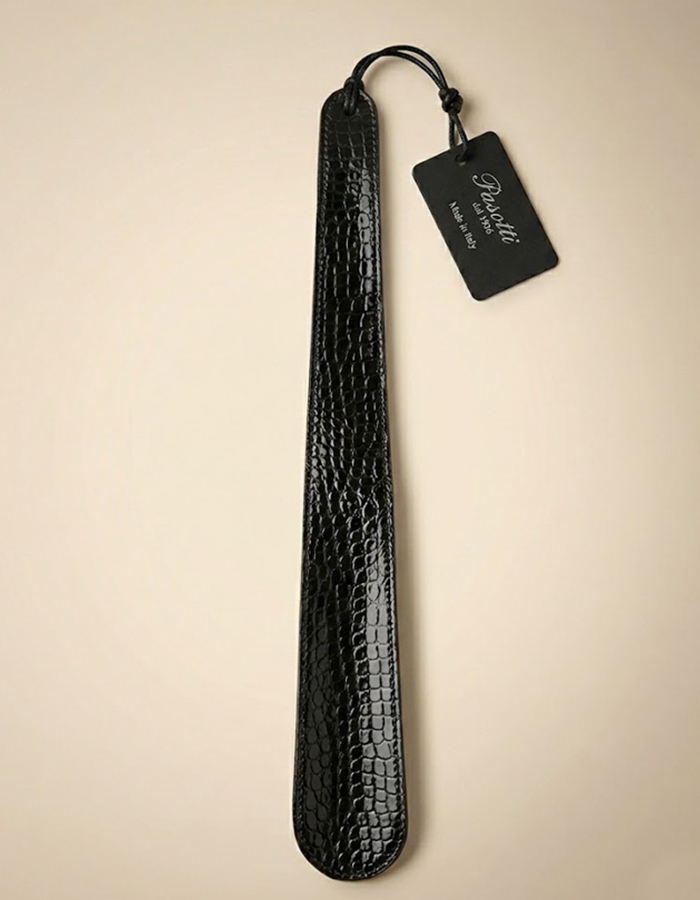 Pasotti Krokoprint Schoenlepel in Leder Zwart