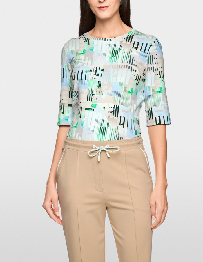 Geribbeld shirt van stretchkatoen