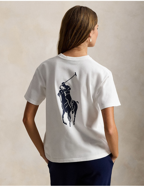 Katoenen T shirt met Big Pony en ronde hals in wit
