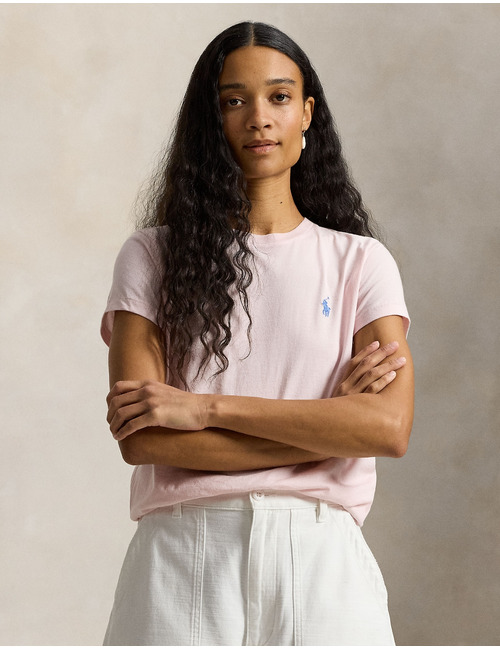 Classic fit katoenen jersey T shirt met ronde hals