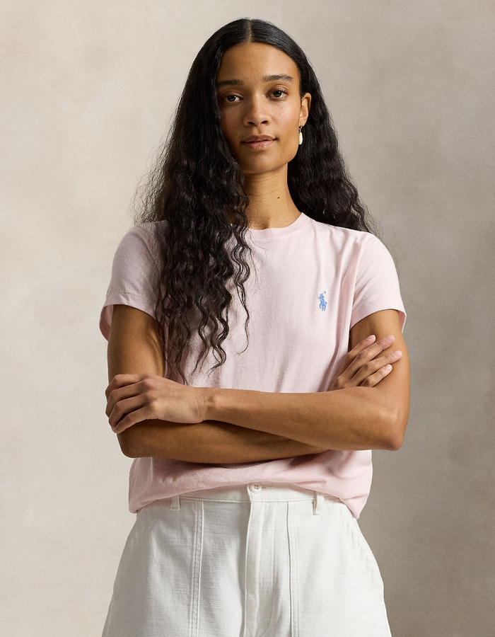 Classic fit katoenen jersey T shirt met ronde hals