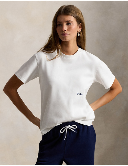 Katoenen T shirt met Big Pony en ronde hals in wit