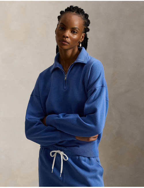 Fleece trui met quarter zip in new iris blue