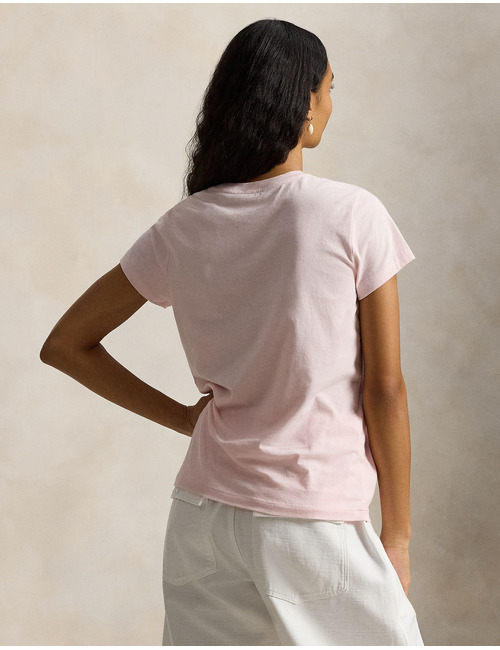 Classic fit katoenen jersey T shirt met ronde hals