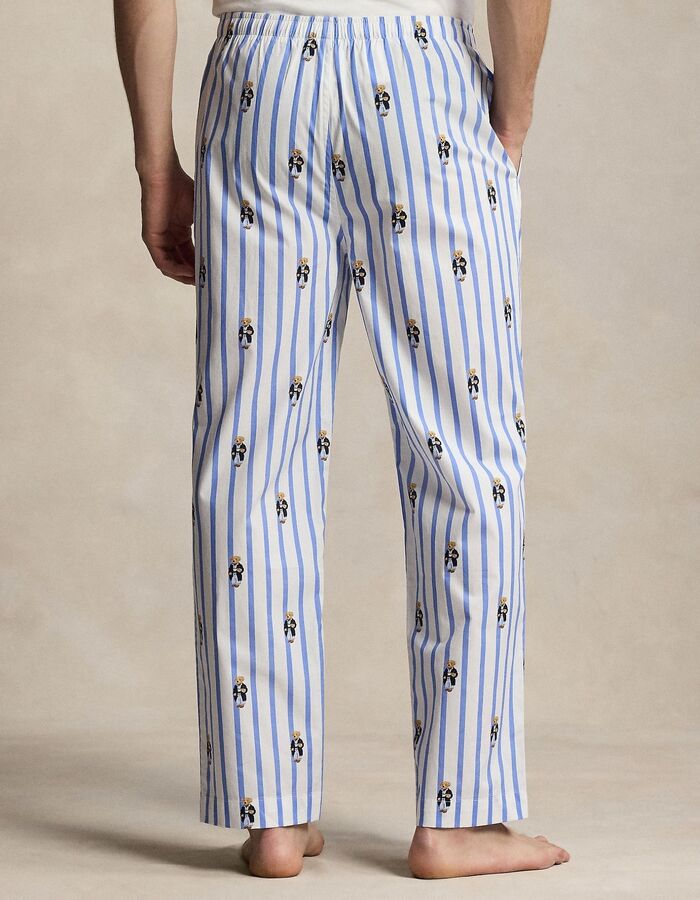 Polo Bear gestreepte pyjamabroek katoen blauw