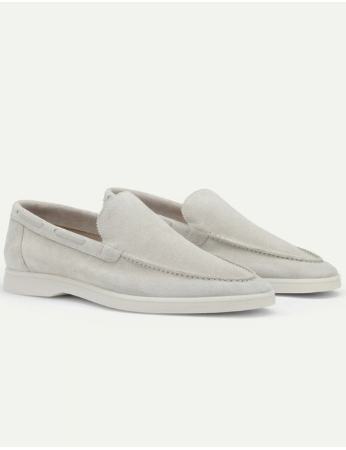Classic Grey Yacht Loafers suède loafers rubberzool grijs
