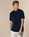 Badstof T-shirt met borstzak navy