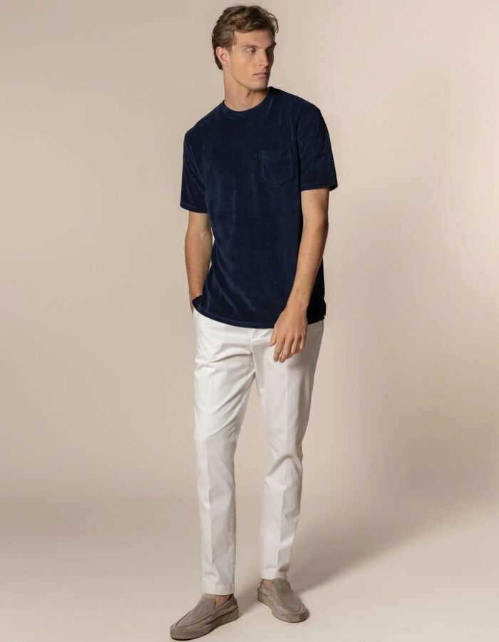 Badstof T-shirt met borstzak navy