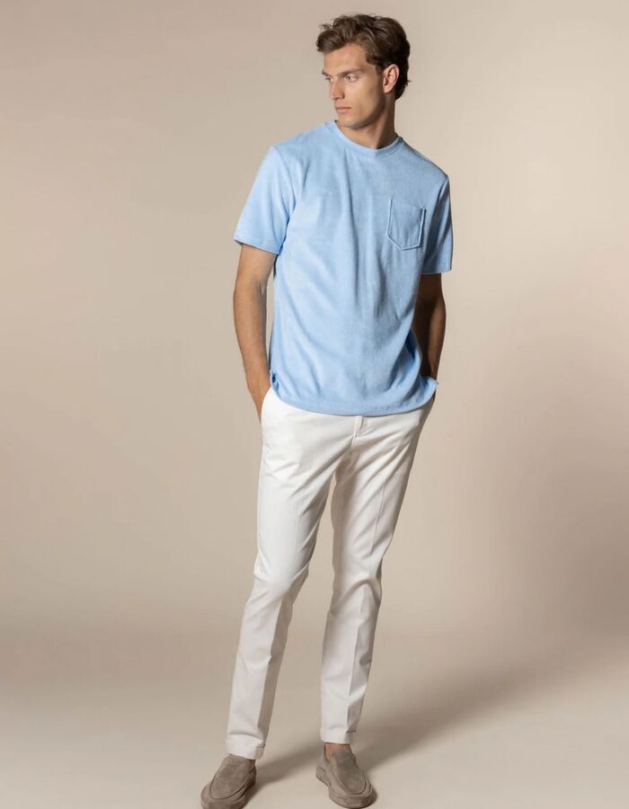 Badstof T-shirt met borstzak light blue