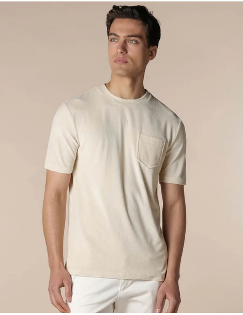 Badstof T-shirt met borstzak shell