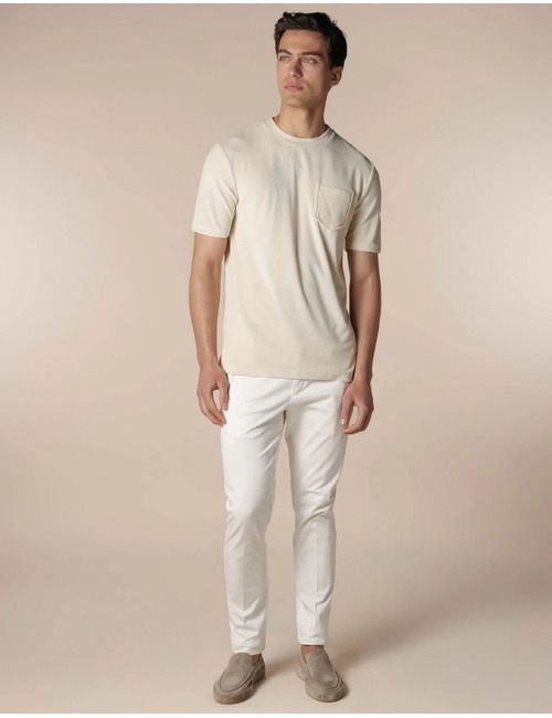 Badstof T-shirt met borstzak shell