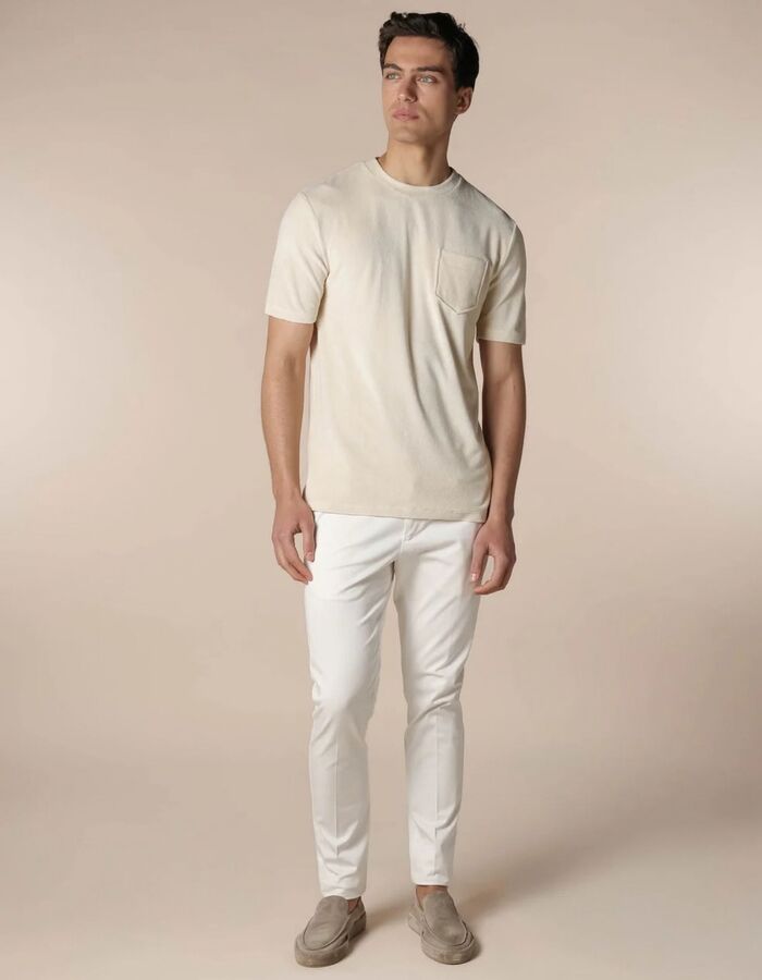 Badstof T-shirt met borstzak shell