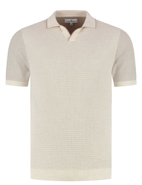 Premium structuur polo katoen beige
