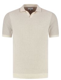 Premium structuur polo katoen beige