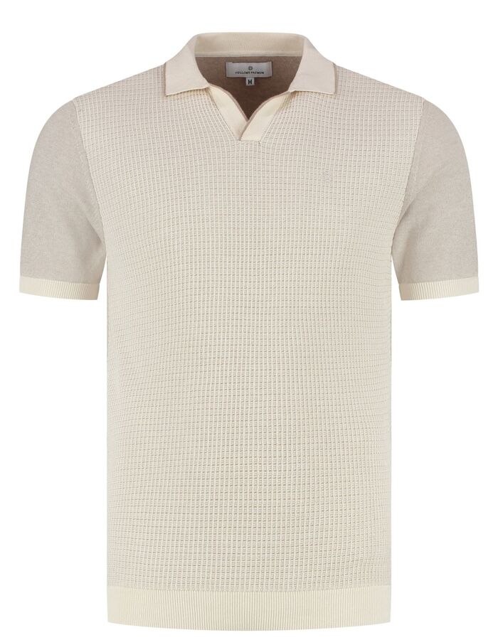 Premium structuur polo katoen beige