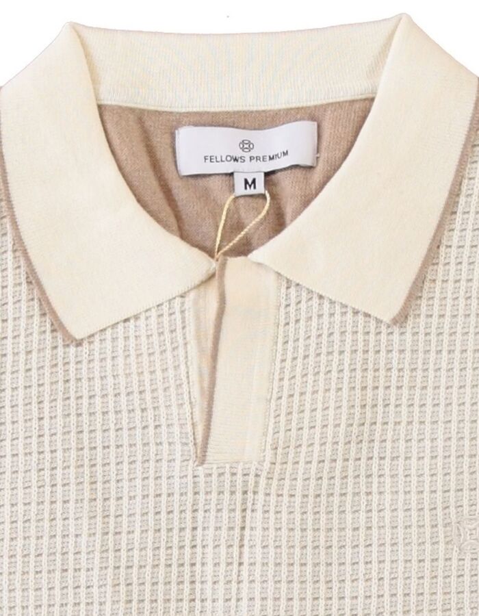 Premium structuur polo katoen beige