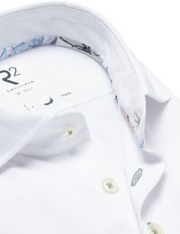 Modern fit hemd linnenmix structuur wit